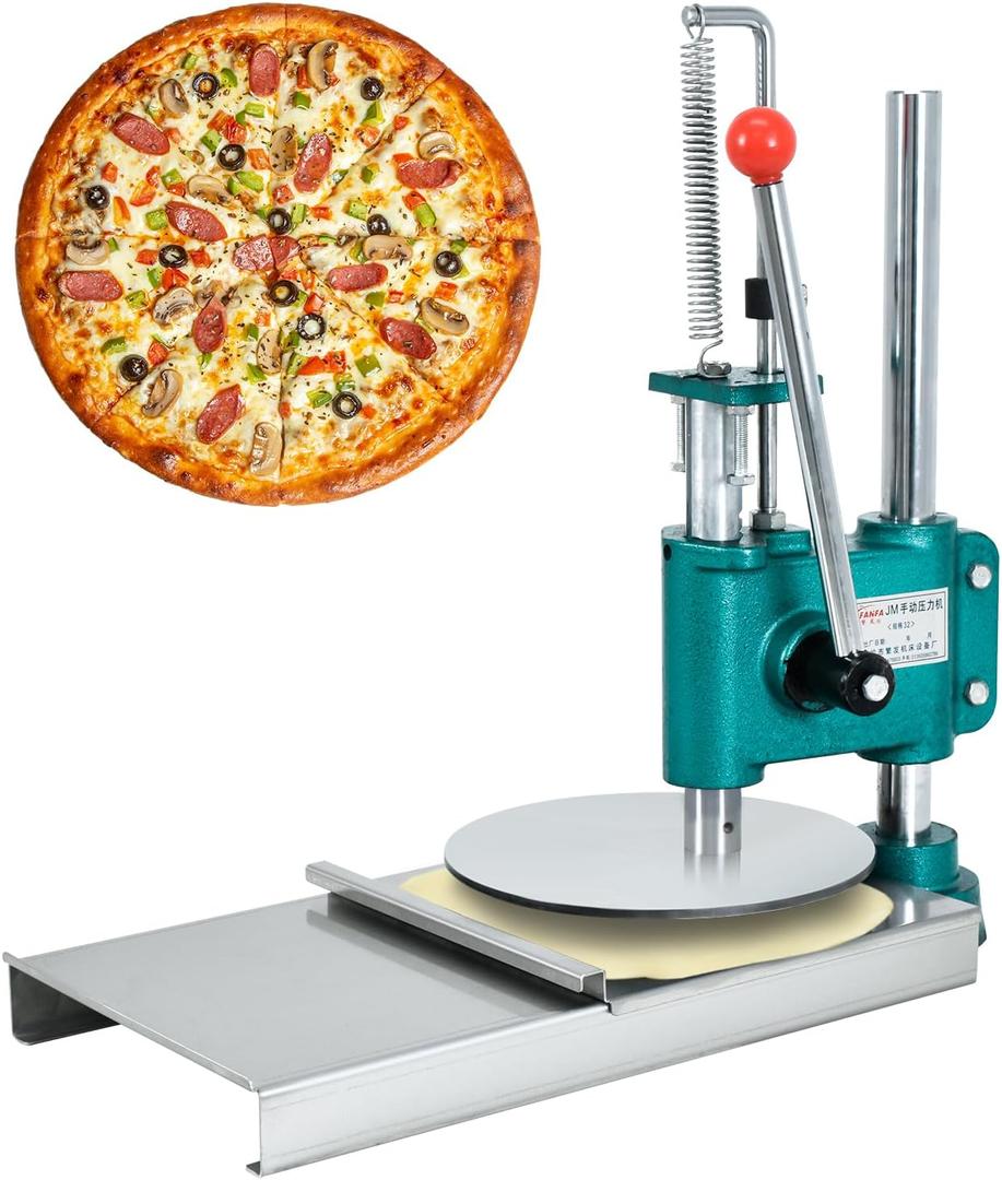 Manual Pizza Dough Press Machine, 9.5 in/24 cm Household Pizza Pastry, Pastry Manual Press Machine for Making Hand Pies, Meatloaf, Soft Rolls Pizza Dough Maker Adjustable Thickness
