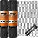 2-Pack Plastic Chicken Wire Mesh - 15.7 in x 10 ft Black, Plastic Wire Mesh Fence for Dogs, Cats & Poultry - Garden Netting & Animal Barrier, Balcony Netting for Pets - Laddatz