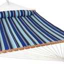 Sunnydaze Quilted Double Hammock for Outside with Spreader Bars and Pillow - 450 lb Capacity, 74x55 Inch Bed, UV Resistant, Quick Dry - Chains Included, Stand Sold Separately - Catalina Beach