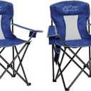 Outdoor Folding Camping Chair with Cup Holder, Storage Bag, Large Anti-Sink Feet, 400lbs Capacity, 2 Pack Breathable Mesh Portable Chair for Camping, Beach, Fishing, Sports, Blue
