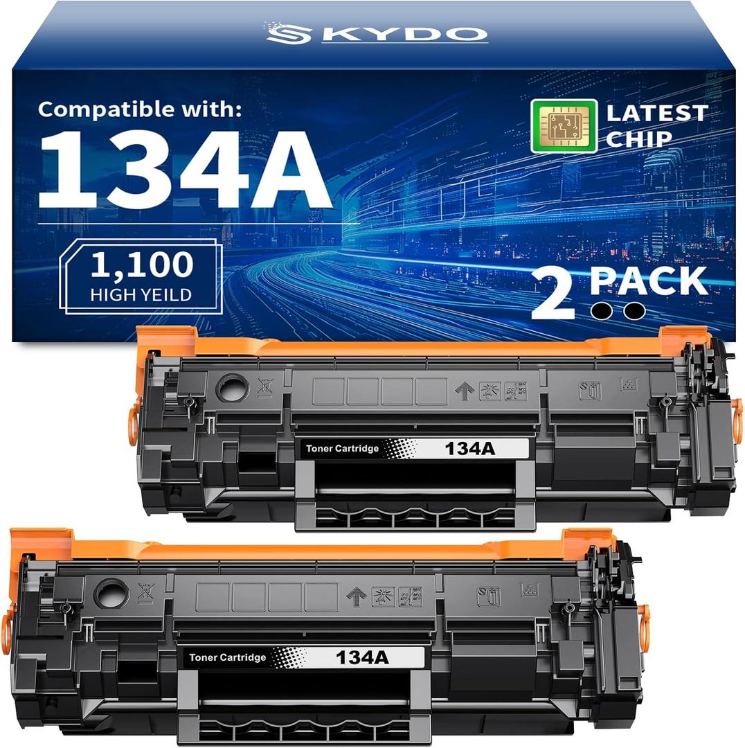 Skydo (with Chip) Compatible 134A W1340A Black Toner Cartridge Replacement for HP 134A 134X W1340A W1340X Toner Cartridge Use with LaserJet M209dw MFP M234dw M234sdw M234sdn Printer (Black, 2 Pack)