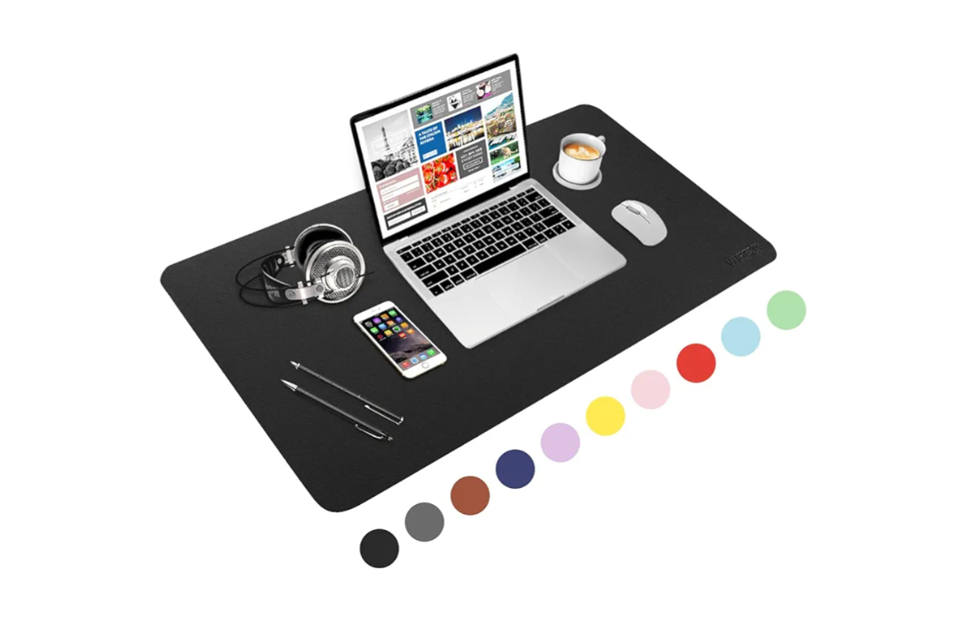 WisFox Mouse Pad, Leather Desk Pad Protector, Office Desk Mat, Non-Slip PU Leather Desk Blotter, Laptop Desk Pad, Waterproof Desk Writing Pad for Home Office Decor(Gray, 31.5" x 15.7"), Pack 40