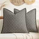 MIULEE Decorative Burlap Linen Throw Pillows Covers 18x18 Inch Dark Grey Vintage Couch Pillow Covers Outdoor Modern Farmhouse Pillowcase Woven Textured Cushion Cases for Sofa Bed Livingroom