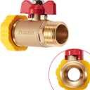Full Flow Brass 3/4''GHT High Flow Garden Hose Shut Off Valve Hose,Heavy Duty No Restricted-Flow Water Shut-Off Connector,Full Port Ball Valve Adapter