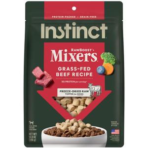 Instinct Raw Boost Mixers Freeze Dried Dog Food Toppers For Dry Food, Grain Free Dog Food Toppers with Beef For Dogs, 14 oz (EXP 07/18/29)