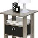 Furinno ANDREY Side Table, End Table, Night Stand with Open Shelves and Storage Bin, Bedside Table, for Living Room, Bedroom, French Oak (1-Pack, Center Bin)