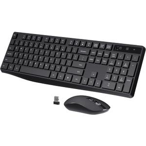 Wireless Keyboard and Mouse Combo, COLIKES 2.4G USB Cordless Mouse and Keyboard, 3 Level DPI Slim Ergonomic, Responsive Plug & Play for Computer Laptop PC - Full Size (Black1)