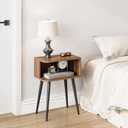 Nightstand, Small Bed Side Table for Small Spaces, Mid Century Modern Nightstand End Table with Open Storage, Side Table for Bedroom Living Room, Walnut Brown