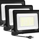3 Pack 150W LED Flood Light, 19,500LM High Brightness Security Lighting, IP66 Waterproof Outdoor Flood Lights with Plug, 5000K Daylight White Floodlight for Yard, Workshop, Driveway