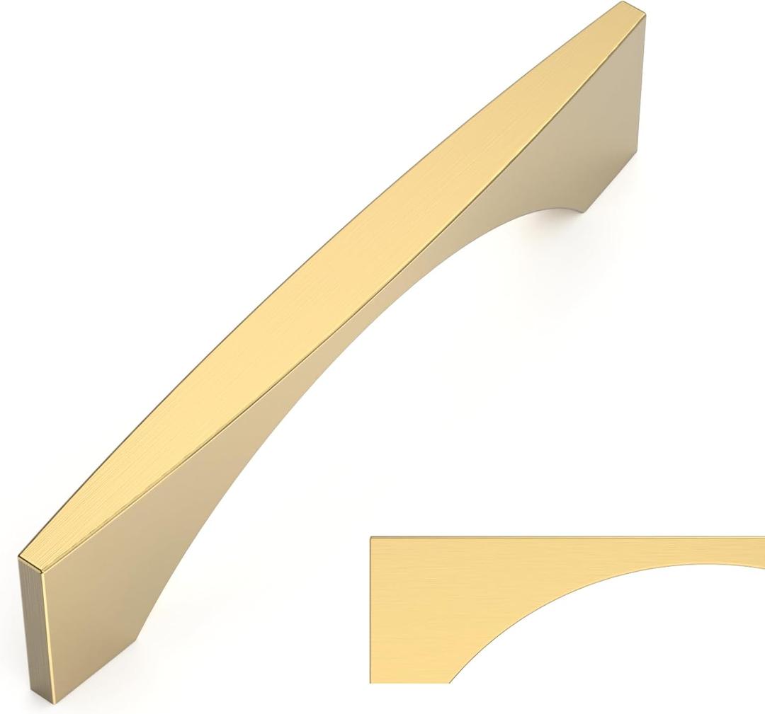 Amerdeco 10 Pack Brushed Gold Cabinet Pulls 3.75 Inch(96MM) Hole Centers Kitchen Cabinet Handles for Cabinets Cupboard Handles Drawer Pulls ZH0085