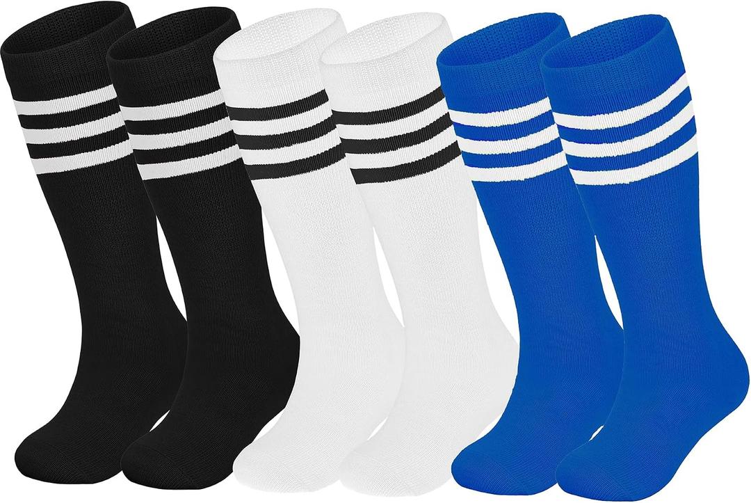 ENBAOHUI 3 Pairs Toddler Soccer Socks - Kids Boys Girls Knee Socks