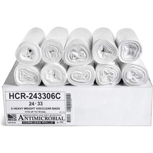 Aluf Plastics High Density Trash Bags, 16 Gallon, 1000 Count, 6 Micron (eq), 24" x 33", Clear, for Bathroom, Office, Industrial, Commercial, Janitorial, Municipal, Recycling