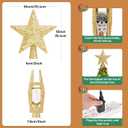 Mrrihand Christmas Tree Topper Lighted with 6 Projection Modes, Christmas Star Tree Topper Built-in LED Rotating Lights, Gold 3D Glitter Dynamic Projection for Christmas Tree Decorations