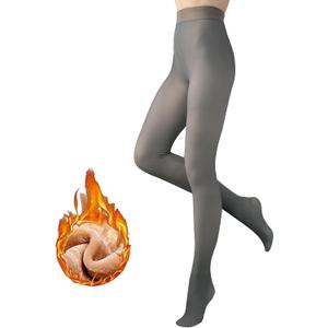 200D Thermal Opaque Winter Tights, Skin-Permeable, Slim Fit (Gray)