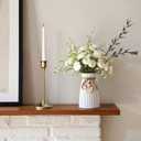 DomeStar White Ceramic Vase, 6.3" Tall Small Flower Vase for Pampas Grass, Home, Living Room, Dining Table, Farmhouse, Office Decor, Bedroom, Table, Kitchen Shelf, Minimalist Modern Home Decoration