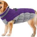 Lelepet Dog Coat Warm Dog Winter Coat Waterproof Dogs Jacket with Harness Built in Reflective Pet Fleece Vest Zip-Up Cold Weather Coats for Large Dogs Turtleneck & Windproof Coats Pitbull Purple 2XL