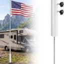 Heacy Duty Flag Pole for Outside House in Ground, 12" Extended Tip Metal Graden Flag Pole Holder, Ground Mount Stake for 1.77" Dia Pole, Adjustable Flagpoles Mount, White