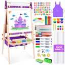 Joyooss Art Easel for Kids Easel for Toddlers,Adjustable Standing Wooden Toddler Easels Kid Whiteboard & Chalk Board Kids Dry Erase Board,Art Easel for Kid Age 2-4 4-8 9-12 Drawing Easels