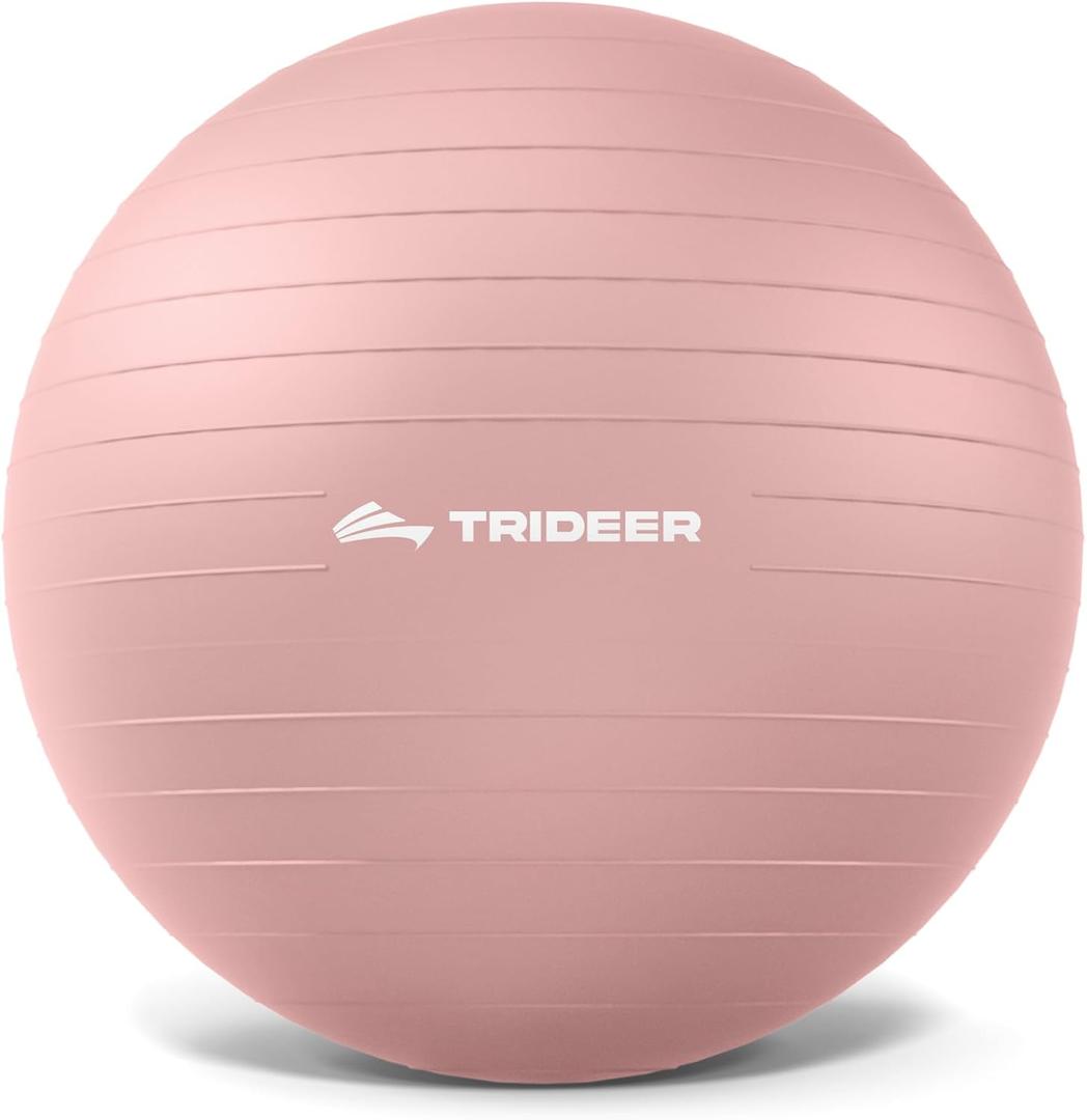 Trideer Exercise Ball Yoga Ball,Office Seating & Balance Ball Chair, Stability Ball for Pilates, Physical Therapy,Core Training & Balance Improvement & Stretching, Blush Dawn Pink  L(23-26ines/58-65cm)