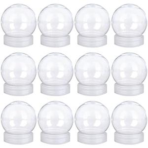 Aweyka 12 Pieces DIY Water Globe Snow Globe 2.7 Inch (69mm) Height Clear PET Plastic with Screw Off Cap for DIY Crafts Christmas Decoration
