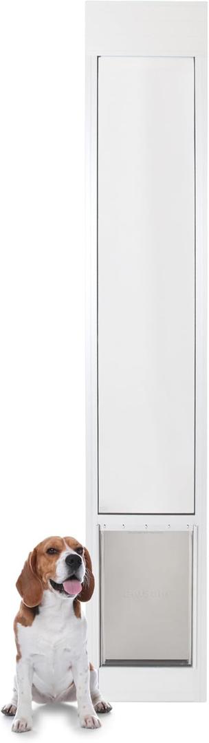 PetSafe 1-Piece Sliding Glass Pet Door for Dogs and Cats - Adjustable Height up to 80 11/16"- Large, White, No-Cut DIY Install, Aluminum Patio Panel Insert, Great for Renters or Seasonal Installation
