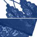 Women One Piece Lingerie Sexy Teddy V Neck Bodysuit Lace Nightie (Blue, XL)