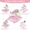 5 in 1 Foldable Baby Walker, Activity Baby Walker-Baby Bouncer, Rocker, Activity Center,Seat and Push Walker,Detachable Trampoline Mat, Adjustable Speed Rear Wheels and Height,Ages 6-18 Months(Pink)