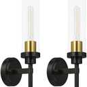 Laiebri Wall Sconces Set of Two, Modern Bathroom Sconces with Clear Glass, Hardwired Sconces Wall Decor Set of 2, Wall Lights for Living Room Mirror Bedroom Hallway Kitchen (Gold and Black)