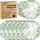 Kochorie 100 Pieces Sage Green Floral Paper Plates 9 Inches Disposable Green Flower Scalloped Plates Vintage Floral Dinner Dessert Decorative Plate for Wedding Baby Shower Birthday Party Supplies