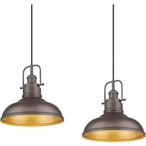 zeyu 2 Pack Farmhouse Pendant Light Fixtures, 11-inch Ceiling Hanging Light Fixtures for Kitchen Dining Room, Oil Rubbed Bronze Finish, 016-1-2PK ORB
