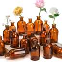 YOUEON 16 Pack Amber Glass Bud Vases, Small Bud Vases in Bulk, Glass Flower Vases for Centerpieces, Vintage Decorative Bottle Vases for Flowers, Home Decor, Wedding Reception, Office