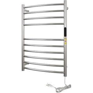 Luxury 10 Bars Towel Warmer Wall Mount Electric Plug-in/Hardwired Heated Towel Rack, Heated Towel Drying Rack with Timer & Temperature Multi-Level Adjustable (Mirror Polish Slivery, 10 Bars)