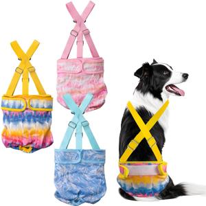 3 Pack Washable Female Dog Diaper with Suspender,Reusable Fixed Doggie Diapers Super Absorbent Leakproof for Small Medium Large Dog in Heat Cycle-XL