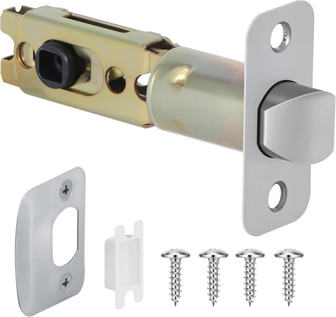 Door Lock Replacement Parts with 8mm Square Spindle Hole, 1 Pack Nickel Door Lock Parts, 45Rotation, Fits 2-3/8" or 2-3/4" Backset, Includes Strike Plate & Mounting Screws