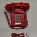 Traditional Red Landline Phone, Retro Corded Telephone Visible Ringing Indicator, Classic 2500 Analog Desk Phone, Vintage Corded Desk Telephone Large Button, Old Red Telephone Landline for School,Home