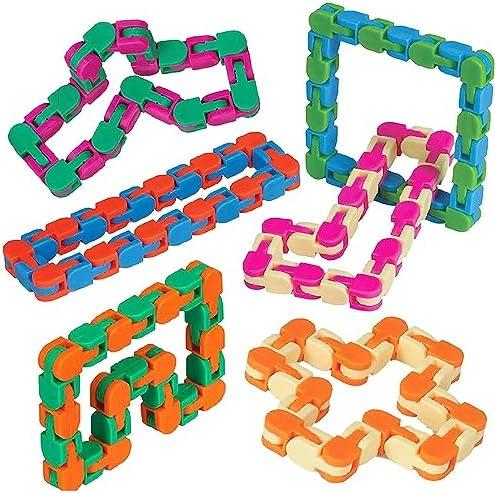 Neliblu Wacky Tracks 6 Pack Sensory Fidget Toys Snap and Click Fidget Cube Puzzles Bulk - ADHD, Autism, Stress Relief Therapy - Fidget Toys for Sensory Kids, Keeps Fingers Busy and Minds Focused