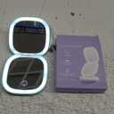 Portable Compact Mirror with Lights,15X Magnifying Pocket Mirror for Purse, Dual LED Travel Mirror with 3 Color Modes, Auto Shut-Off, Small Mirror Compact, Perfect Makeup Travel Essential (Cyan)