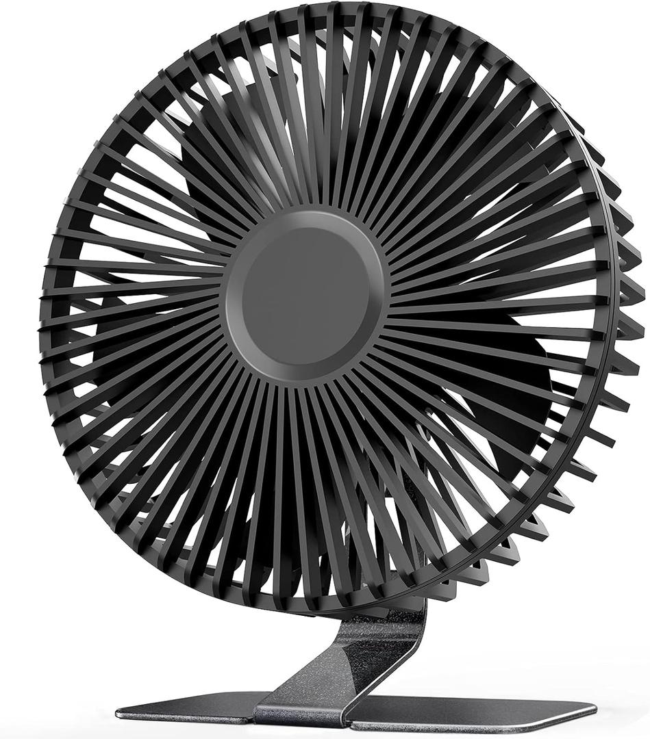 SLENPET 6-inch USB Small Desk Fan, 4 Speeds, Ultra-quiet, 90 Adjustment for Better Cooling, Portable Mini Powerful Desktop Table Fan, Personal Fan for Home Office, Metal Base, Black