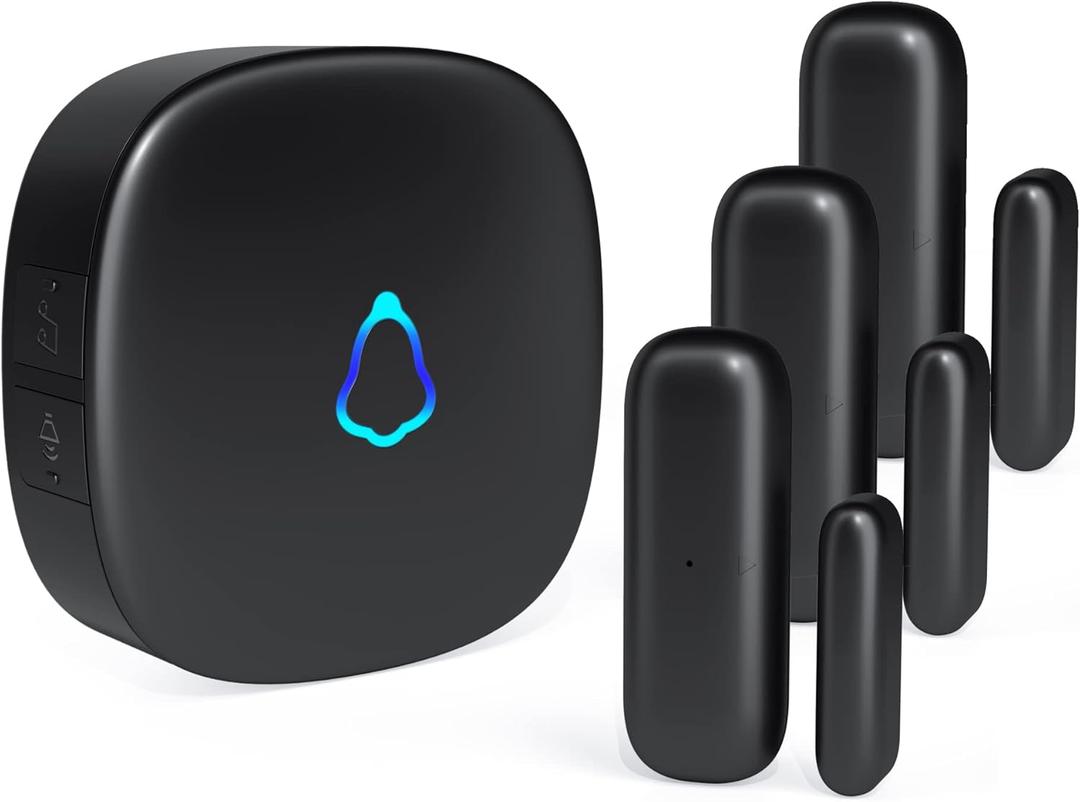 Door Chime, METAK Wireless Door Open Contact Sensor Alarm with 500 FT Range, 58 Chimes and 5 Volume Levels for Business/Store/Home/Office When Entering, 3 Transmitter + 1 Plug-in Receiver (Black)