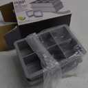 OGGI Ice Cube Tray, Pack of 2 Ice Cube Trays, Large Ice Cube Maker, Flexible 6 Cavity Silicone Ice Cube Trays for Freezer, Slow Melting Big Ice Cubes for Whiskey, Cocktails & Juices, BPA Free - Gray