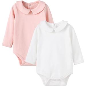Pureborn Baby Romper Bodysuits 2-Pack Unisex Soft Cotton One-Piece Outfit for Infant Boys Girls 0-24 Months