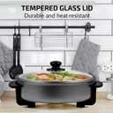 OVENTE 11.5-Inch Electric Skillet & Frying Pan, 1400W Nonstick Cooking Pan with Adjustable Temperature Control, Tempered Glass Lid with Steam Vent, Cool-Touch Handles, Easy-Clean Black SK11112B