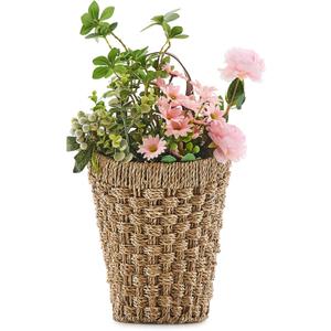 Woven Front Door Basket Seagrass Wall Hanging Basket Decorative Boho Mounted Organizer for Dried Flower Plants Storage Basket for Garden, Home, and Farmhouse Dcor