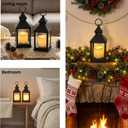 2 Pack 10.2” Candle Lanterns Decorative Indoor Hanging Lanterns with Warm Flickering LED Candle 6 Hours Timer,Black Battery Powered Candle Lantern Table Centerpiece Mantle Shelf Home Decor