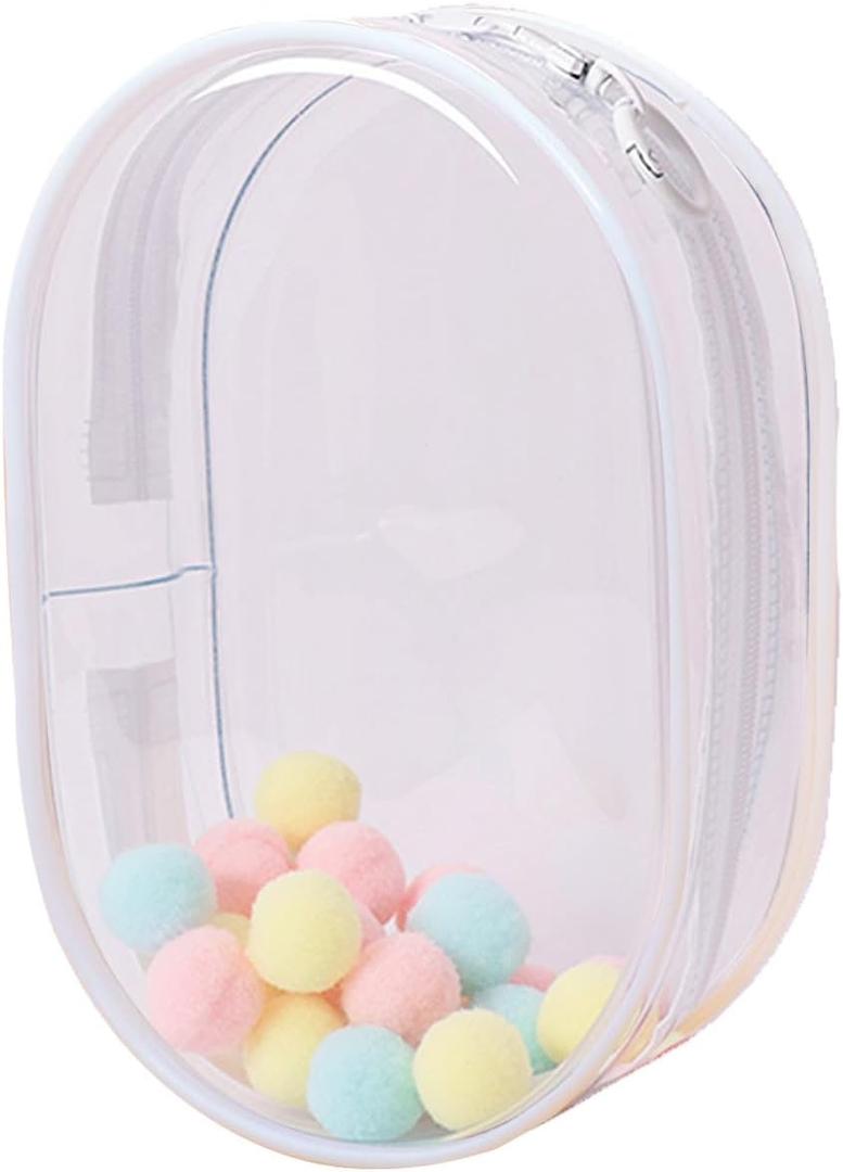 Clear Figure Display Bag with Keychain for 18cm Plush Doll, Doll Carrying Case Keychain Pouch Charms Blind Box Case for Collectibles (Large, White)