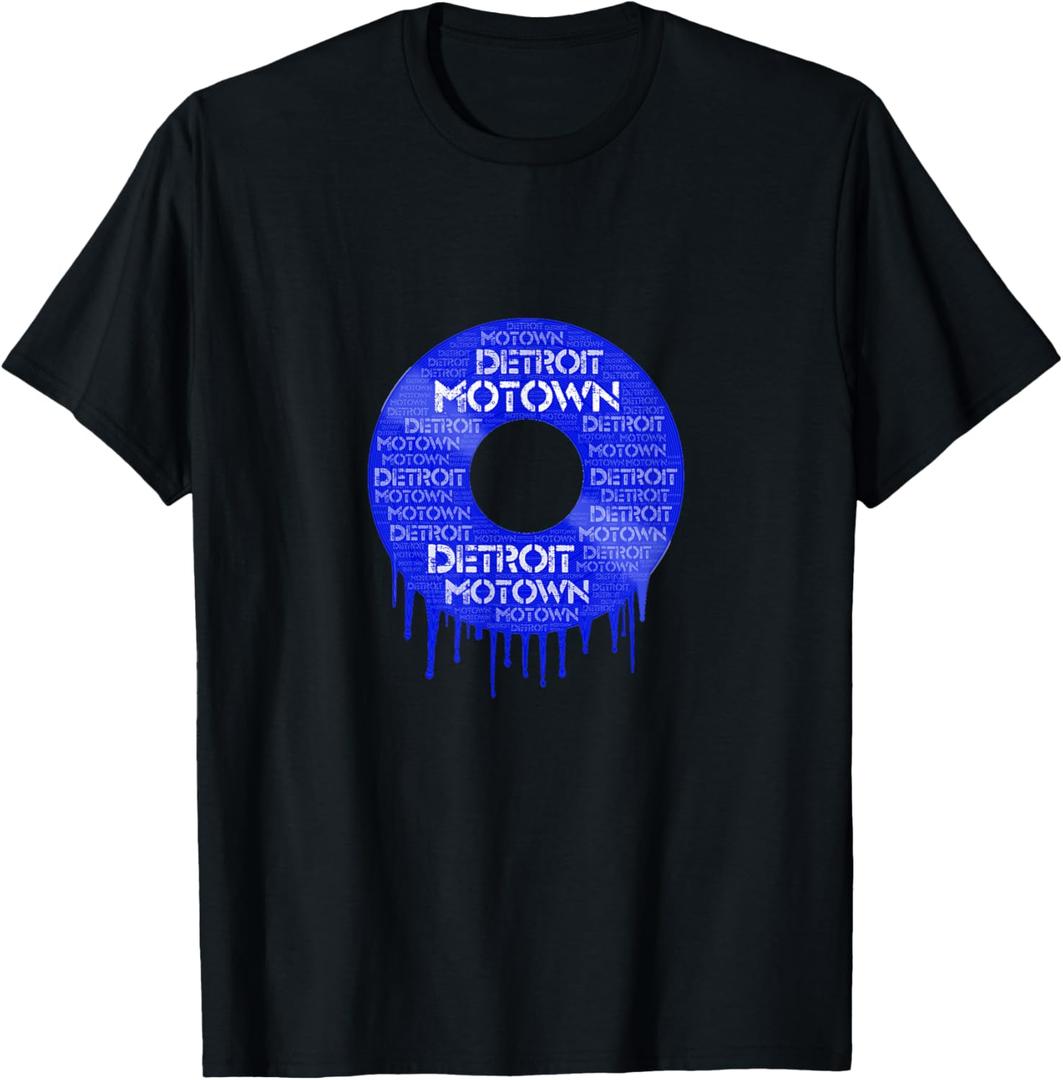 Detroit Motown record T shirt Motown record t shirt T-Shirt (Small, Black)