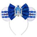 LYLIN Mouse Ears Headbands, Princess Mouse Ears with Sequin Bow for Women Girls Adults, Sparkle Hair Accessories for Birthday Parties Cosplay Accessories Party Decorations(Blue Space Ship)