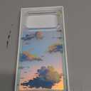 Cute Case for iPhone 17 Pro Max Case for Women Girls with Iridescent Cloud Pattern Design, Aesthetic Trendy Girly Matte Glitter Sparkly Rainbow Rectangle Protective Phone Cover, Sun Set Sky