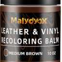 Malydyox Leather Recoloring Balm, 10 oz Leather Color Restorer Conditioner, Leather Color Repair Patch, Leather Restorer for Couches, Leather Color Repair Kits for Furniture, Sofa (Medium Brown)