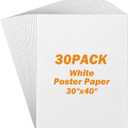 30x40 inches White Poster Board, 30 Packs Large poster paper, Heavyweight Poster Paper Bulk, Blank Display Board for School, Office & Craft Projects